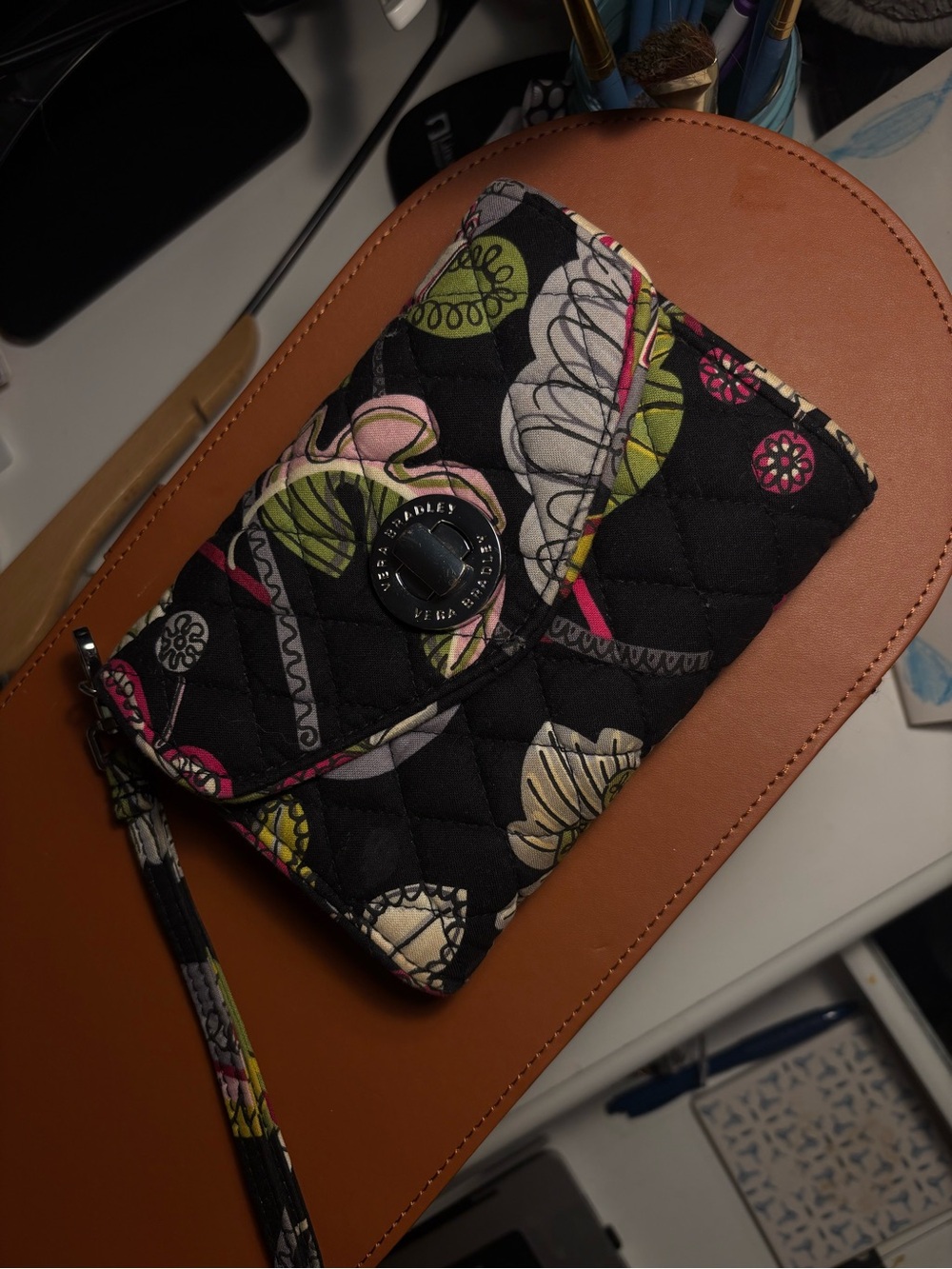 Vera Bradley Quilted Floral Wristlet Wallet - Black Multicolor